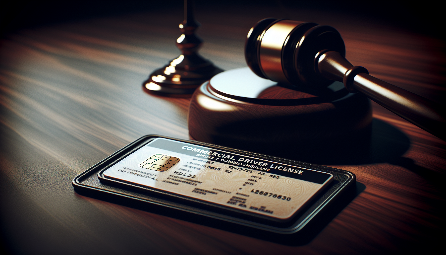 CDL license suspension - commercial drivers license and judge gavel representing legal consequences
